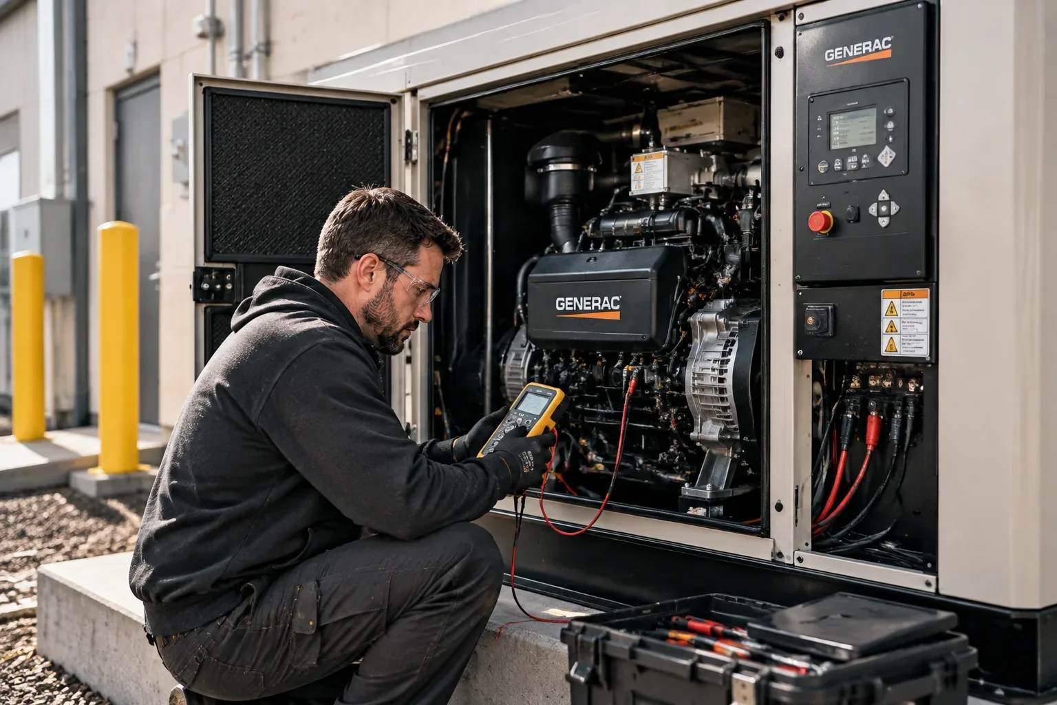Commercial generator maintenance by electrician in Waterloo